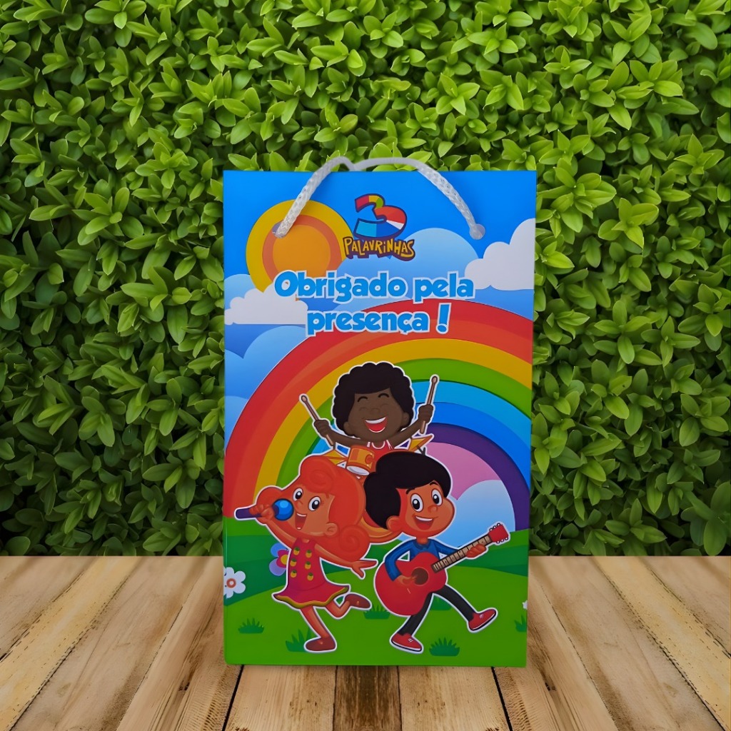 Sacolinha Surpresa Personalizada 3 PALAVRINHAS - Lembrancinha para Festa (PEGUE E MONTE)