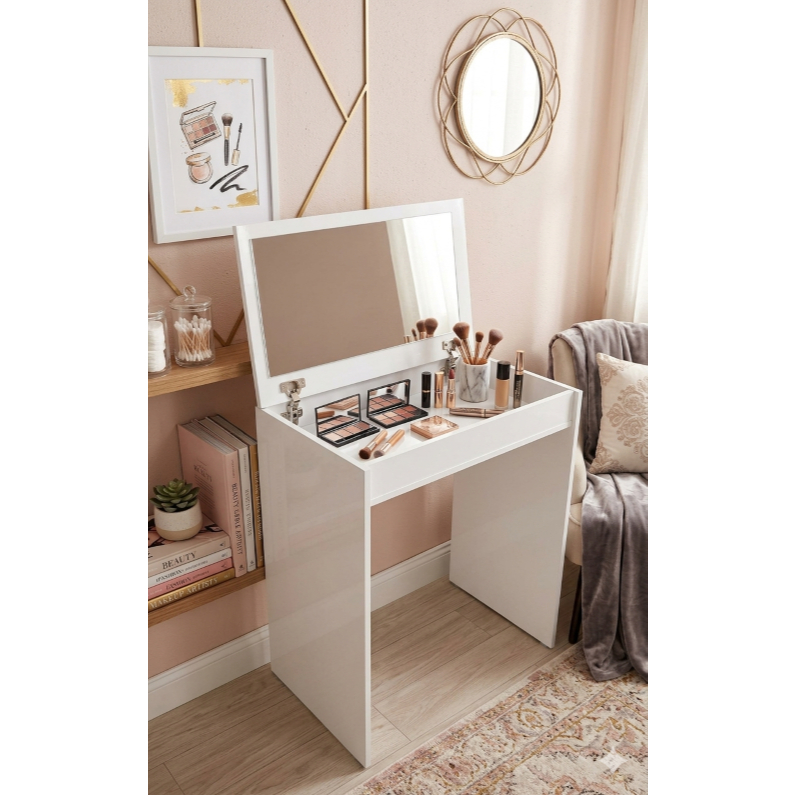 Penteadeira Escrivaninha Multifuncional e compacta com Amplo Espaço e Nicho Diva Branca em Oferta na Shopee