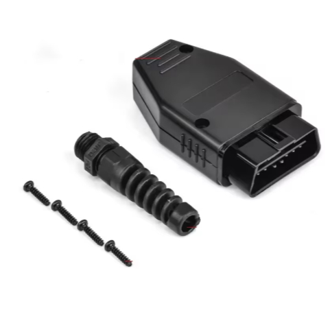 Conector OBD2 16 Pinos Macho Montado – Plug J1962 Universal para Diagnóstico Automotivo