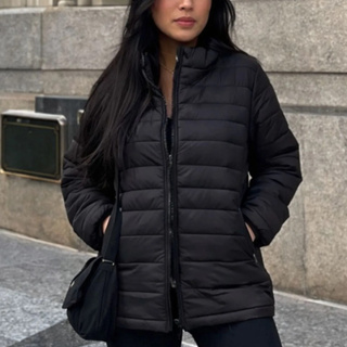 Jaqueta Feminina Puffer Casaco Forrado Bobojaco Capuz Removível em Oferta na Shopee