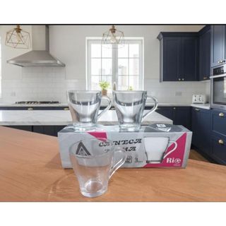 Conjunto de Canecas de Vidro Roma 250 ml – 3 Peças (Rio Glass / Pirâmides)