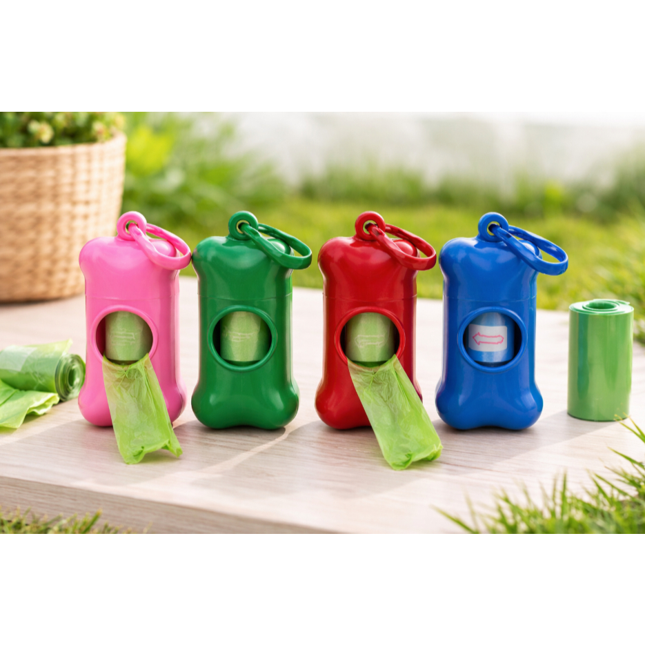 Kit Cata Caca para Cachorro Porta Saquinho Higiênico com Mosquetão Passeio Pet