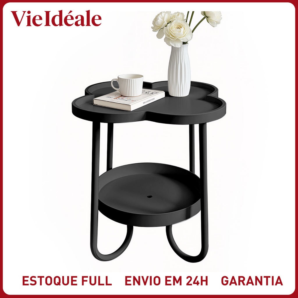 Criado Mudo Mesa Lateral de Canto Formato Pétala Flor 2 Prateleiras para Quarto e Sala de Estar Estilo Nórdico Moderna em Oferta na Shopee
