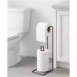 Suporte Porta Papel Higiênico De Chão 3 Rolos Preto