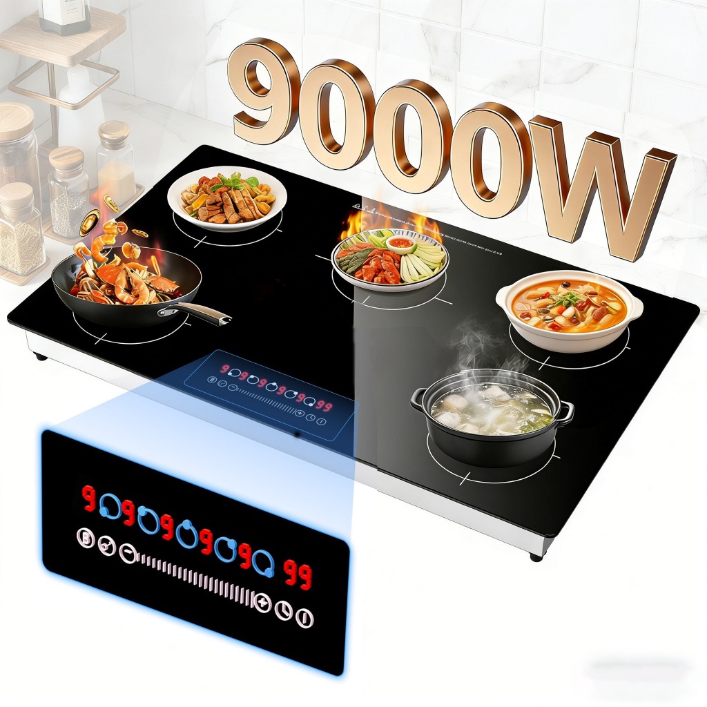 Cooktop Indução 5 Bocas embutir 127V/220V Painel Touch Mesa Vitrocerâmica 9000W-Fogão de indução 32inch