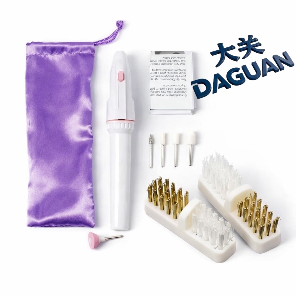 conjunto Lixadeira Elétrica de Unhas + 2pcs Escova de Limpeza Brocas Manicure Pedicure Profissional-Rich