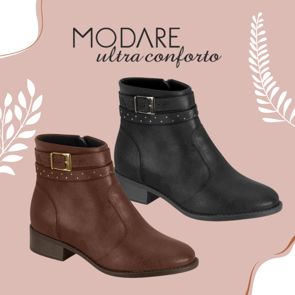 Bota Feminina Curta Modare Trabalho Festas Casamentos Chique Elegante Fivela Ajustável em Oferta na Shopee