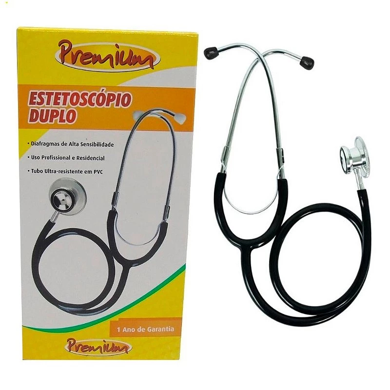 Estetoscópio Duplo Adulto Preto - Premium em Oferta na Shopee