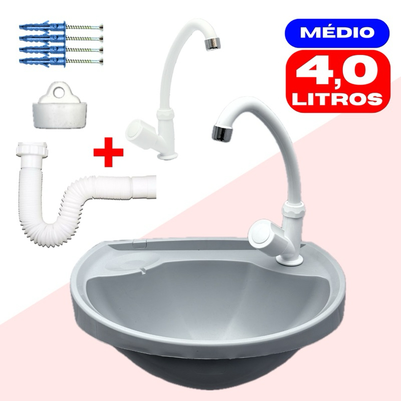 Lavatório Pia Banheiro Lavabo Com Kit de Instalação Resistente Preto Branco Cinza em Oferta na Shopee