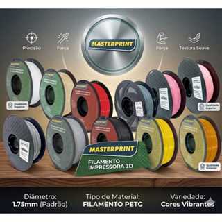 Filamento 3D Masterprint PETG Cores 1kg 1,75mm em Oferta na Shopee