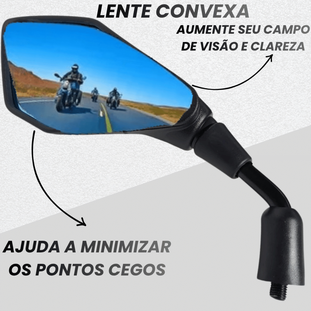 Par Retrovisor da Z400 Haste Curta Lente Convexa Azul Start 160 Titan 150 Xre 300 Bros 150 160 Cb — imagem 2 de 2