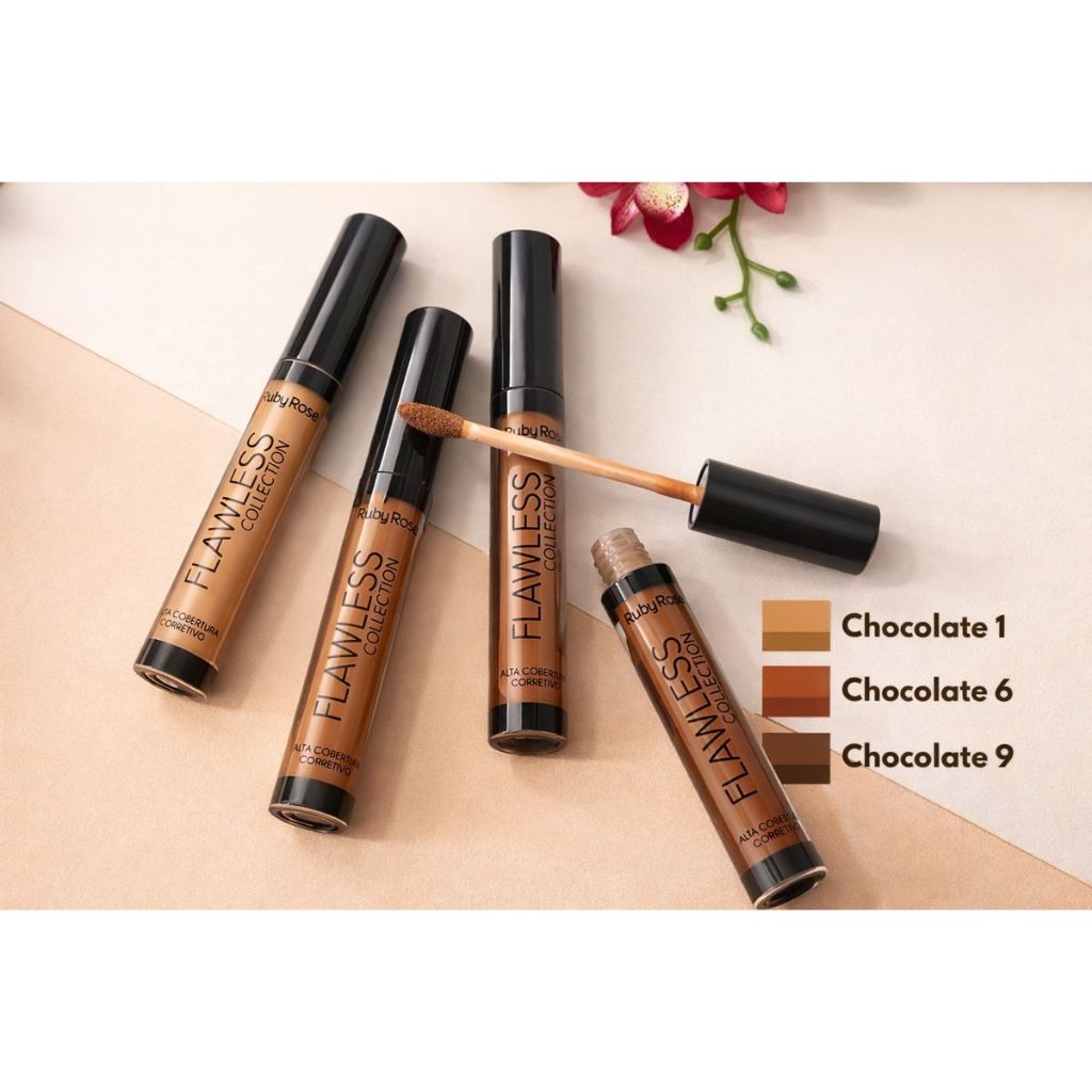 Corretivo Ruby Rose Flawless Collection Líquido HD Alta Cobertura Efeito Matte Longa Duração