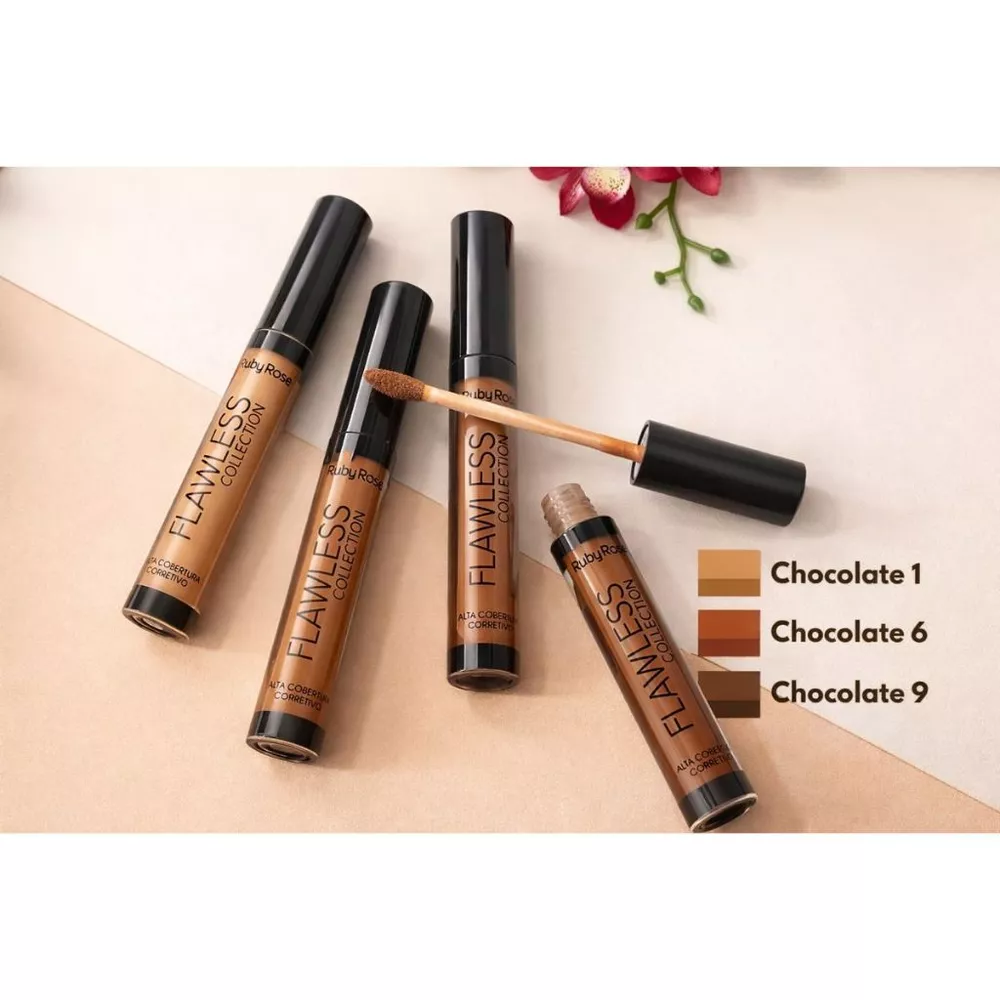 Corretivo Ruby Rose Flawless Collection Líquido HD Alta Cobertura Efeito Matte Longa Duração