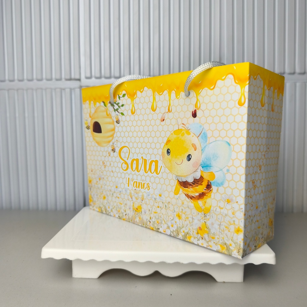 Sacolinha Personalizada Pegue e Monte Abelinha | Lembrancinha Festa Infantil | Sacola Surpresa