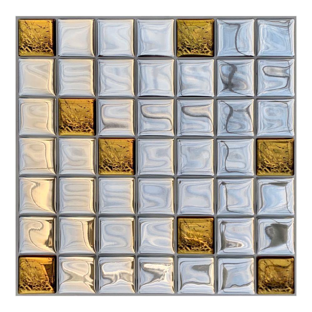 Pastilha Adesiva Resinada Espelhada Vidro Dourado Kit 4 Placas
