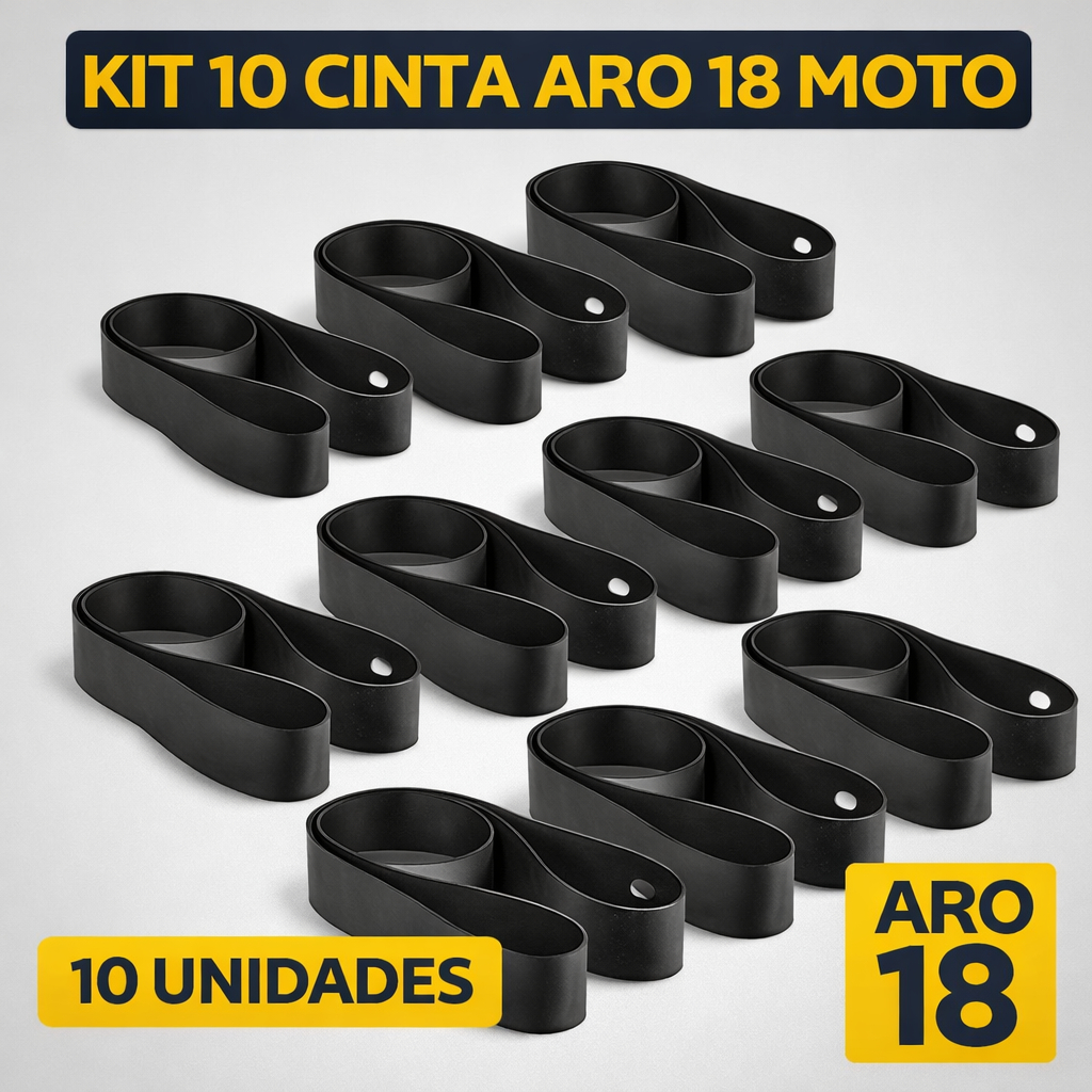 Kit 10 Cinta Aro 18 Moto Fita Proteção Câmara de Ar Roda Raiada Liga