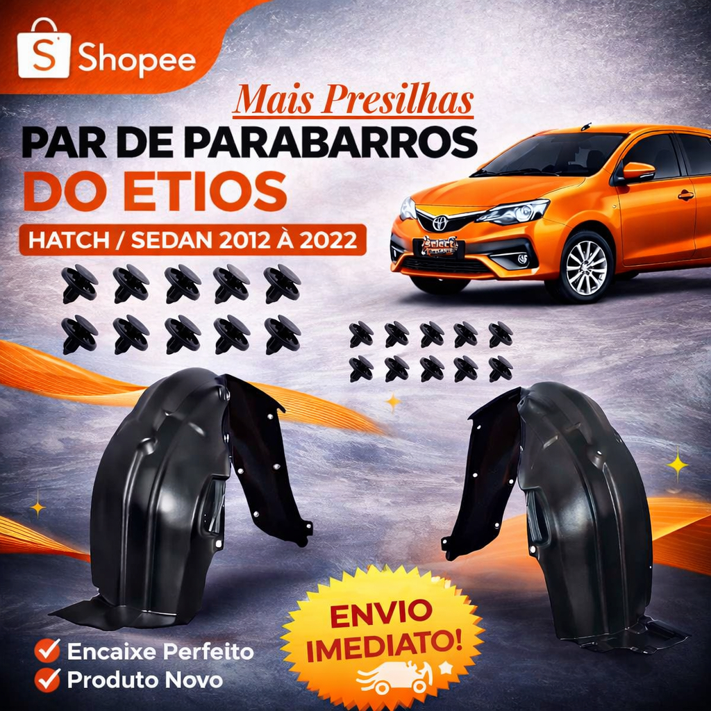 Par de Para Barros do Etios Hatch & Sedan 2012 2013 2014 2015 A 2022 Mais Presilhas