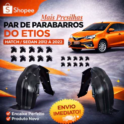 Par de Para Barros do Etios Hatch & Sedan 2012 2013 2014 2015 A 2022 Mais Presilhas