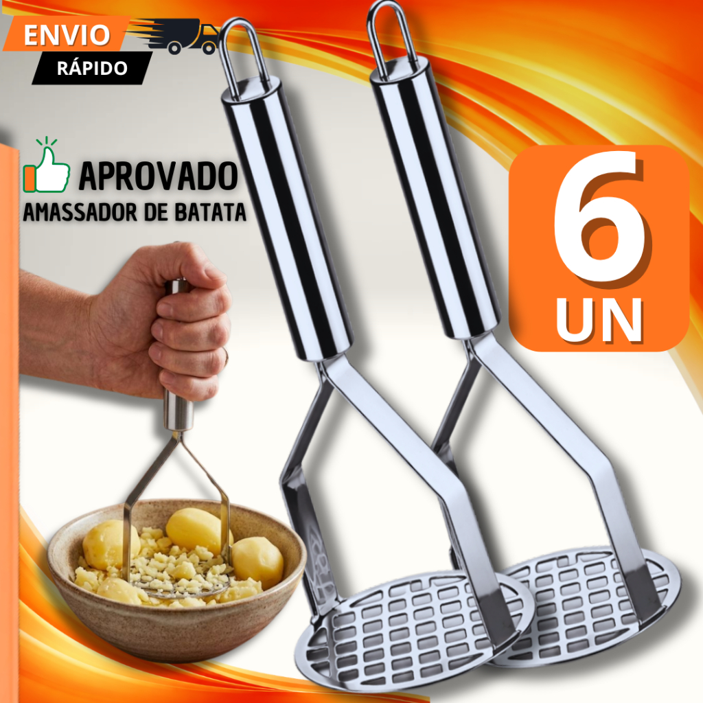 6/4/2/1 Amassador de Batatas E Legumes Em Aço Inox Utilidade Cozinha
