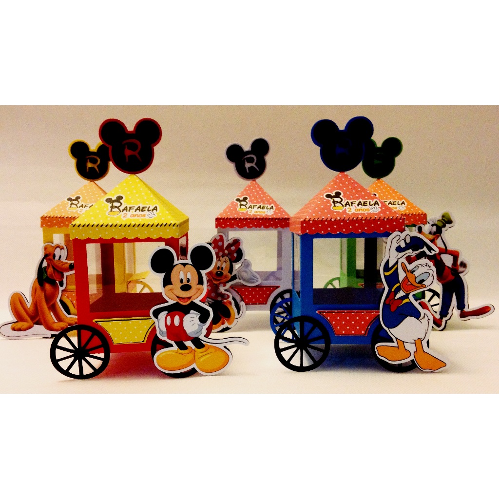 6/ 12 /18 Caixas Carrinho de Pipoca Personalizada Festa MICKEY TURMA DO MICKEY