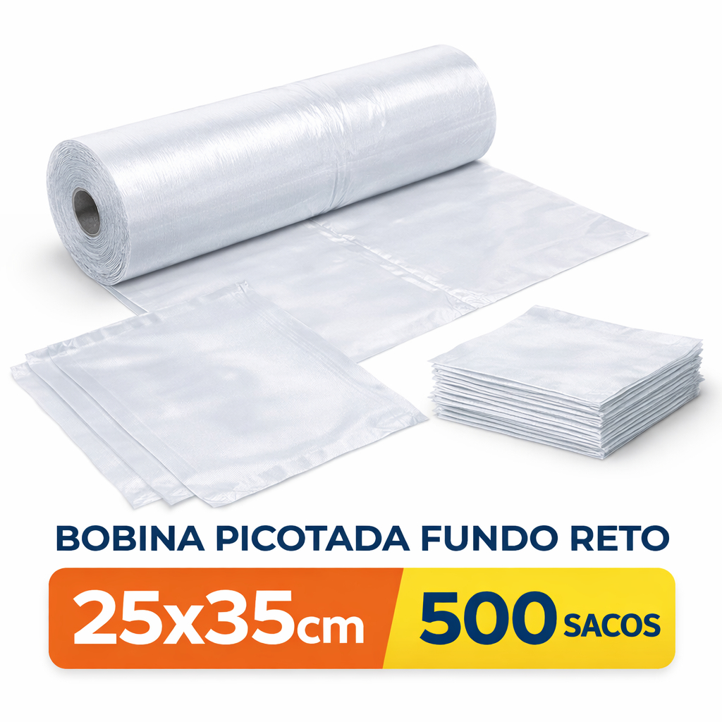 Bobina Picotada 25x35 Fundo Reto 500 Sacos Transparente em Oferta na Shopee