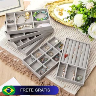 Bandeja Porta Joia Organizador de Joias para Gaveta Modelo Reto de Veludo em Oferta na Shopee