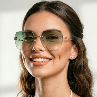Óculos de Sol Quadrado Dourado e Verde Premium Em Alta Tendencia Blogueira Fashion Luxo Retro uv400 em Oferta na Shopee