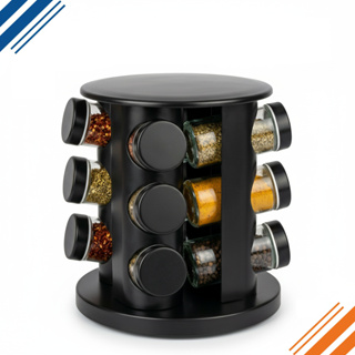 Porta Temperos Giratório Profissional 9 Potes de Vidro com Tampa Dosadora Condimentos em Oferta na Shopee