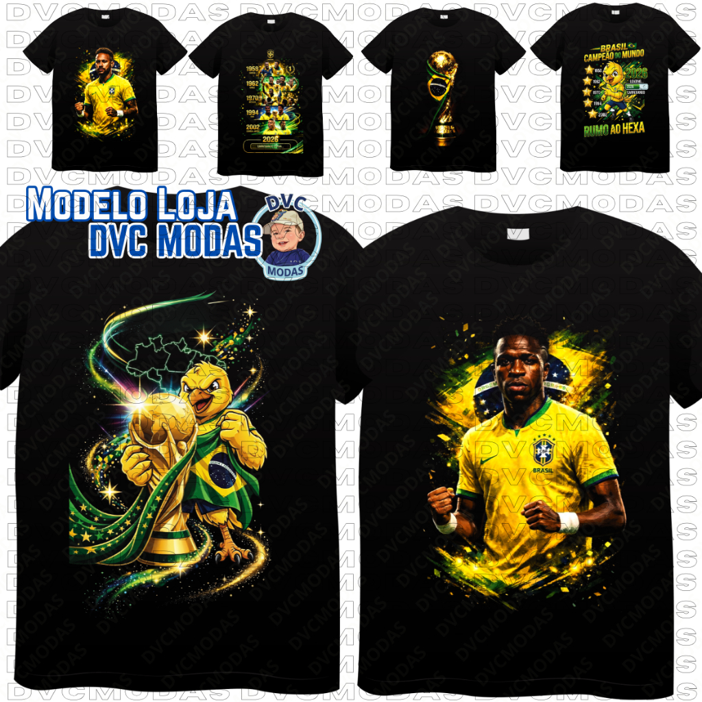Camiseta Infantil e Adulto Brasil seleção Brasileira copa do mundo 100% Algodão personalizado