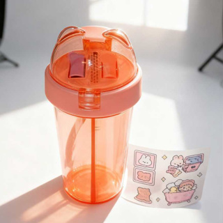 Copo Infantil Juvenil 2 Canudos P/ Bebidas Diferentes Água Suco em Oferta na Shopee