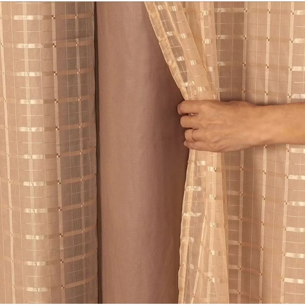 Cortina com MIcrofibra prata 4,00lar x 2,80alt Voil Xadrez e liso para Sala, Quarto, Porta, Balcão Várias cores