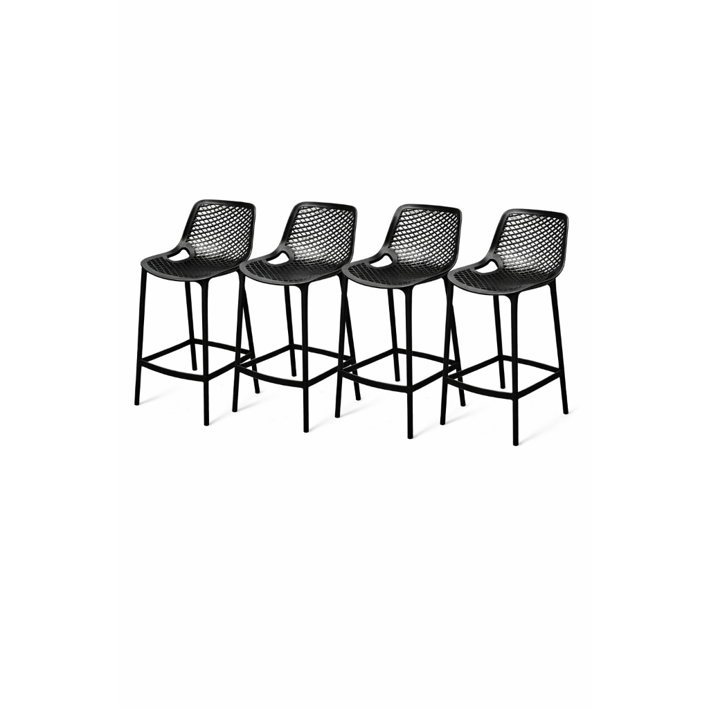 Banqueta Alta para Bancada Cozinha Preta Design Vazado Moderna Confortável para Bar Área Gourmet