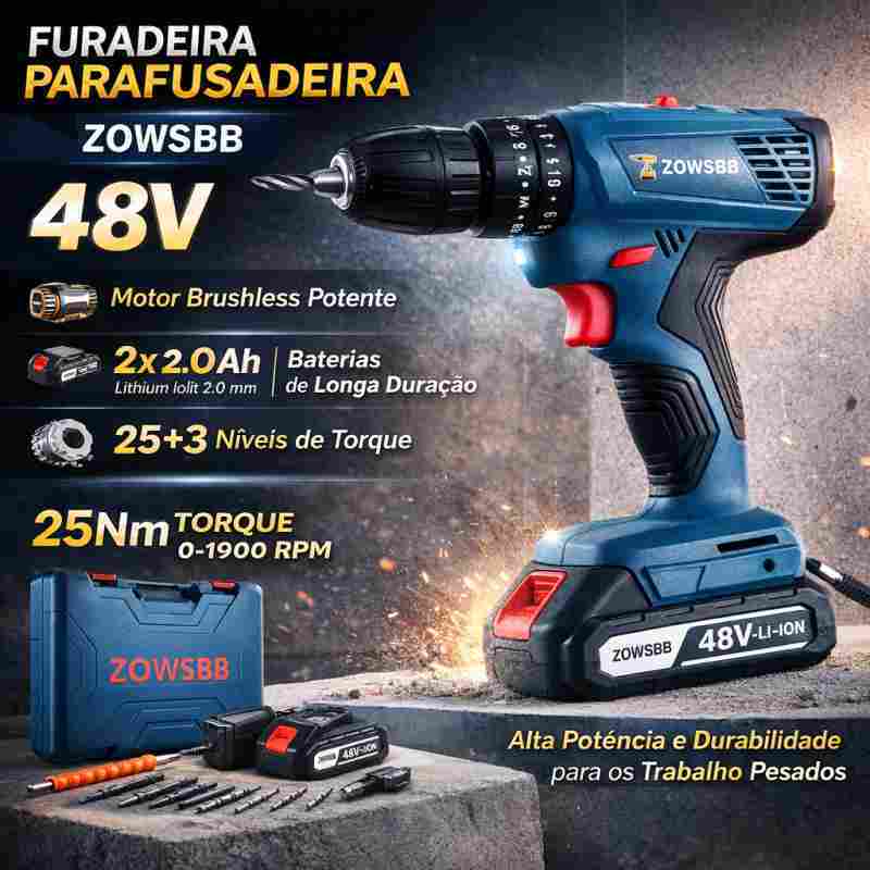 Furadeira parafusadeira furadeira de impacto 48v Genérica bosch GSR 185-li elétrica 2 Baterias