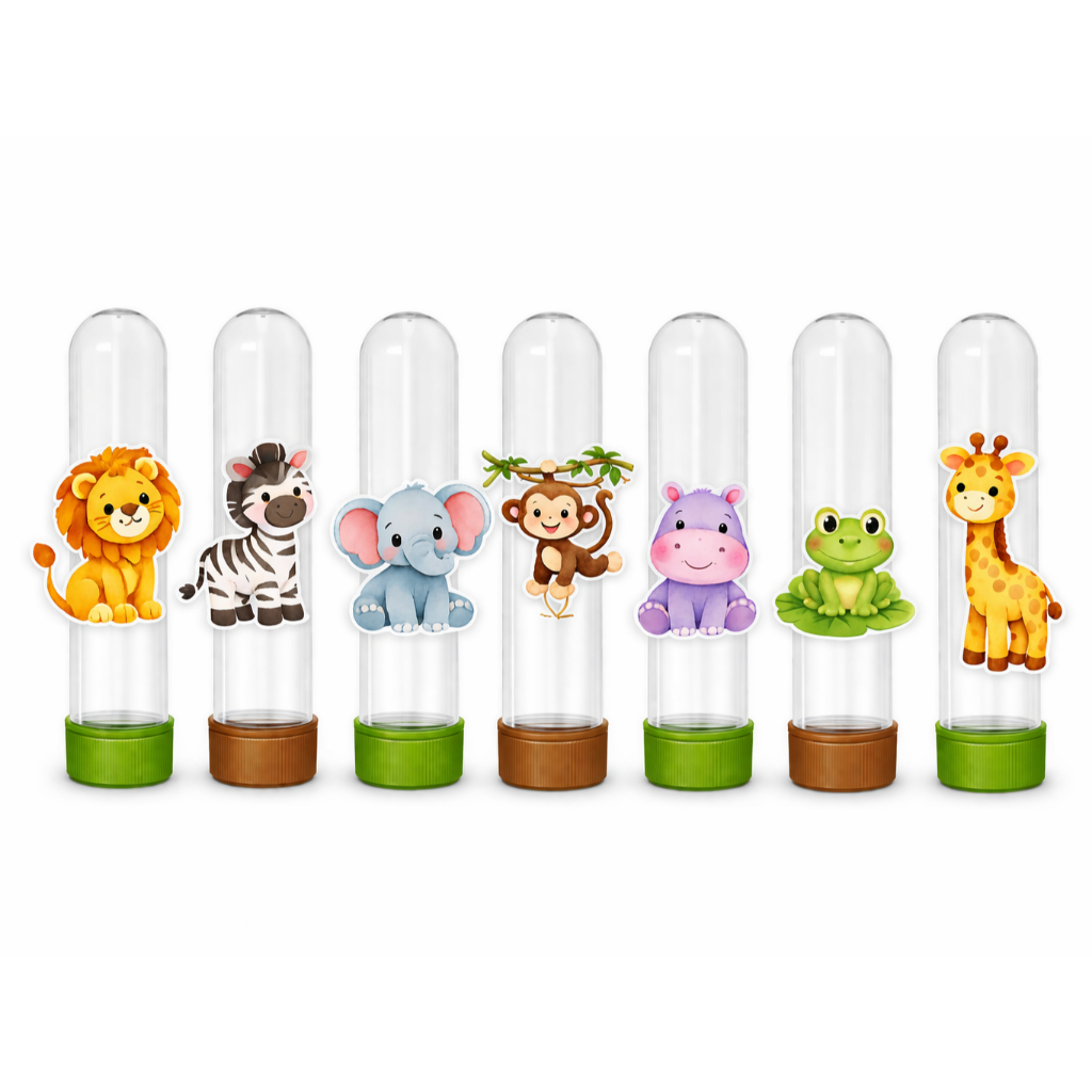 Tags Safari para Tubetes Personalizado | Aplique Animais Baby Festa Infantil Lembrancinha Luxo