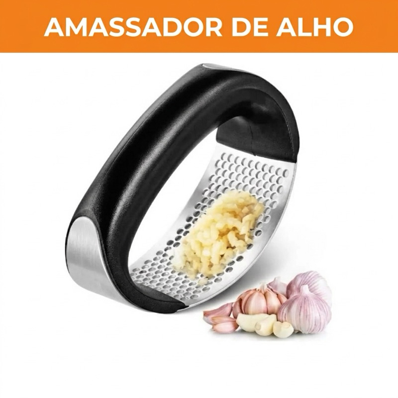 Amassador De Alho Triturador Espremedor Aço Inox Fácil Limpeza Cozinha Prático Resistente Manual