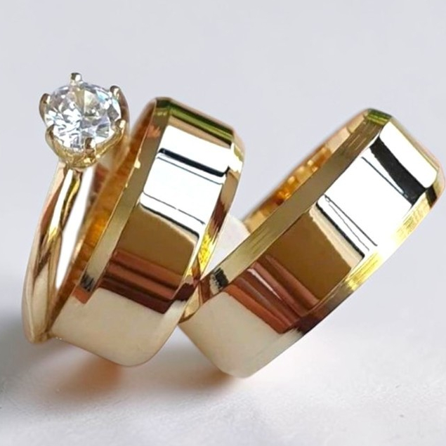 Par de aliança moeda antiga chanfrada 8mm garantia vitalícia nome gravado estojo casamento noivado