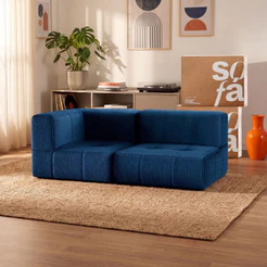 Sofá 2 lugares Modular - Sofá na Caixa em Boucle com 2 Módulos 1,72m - 1 Braço
