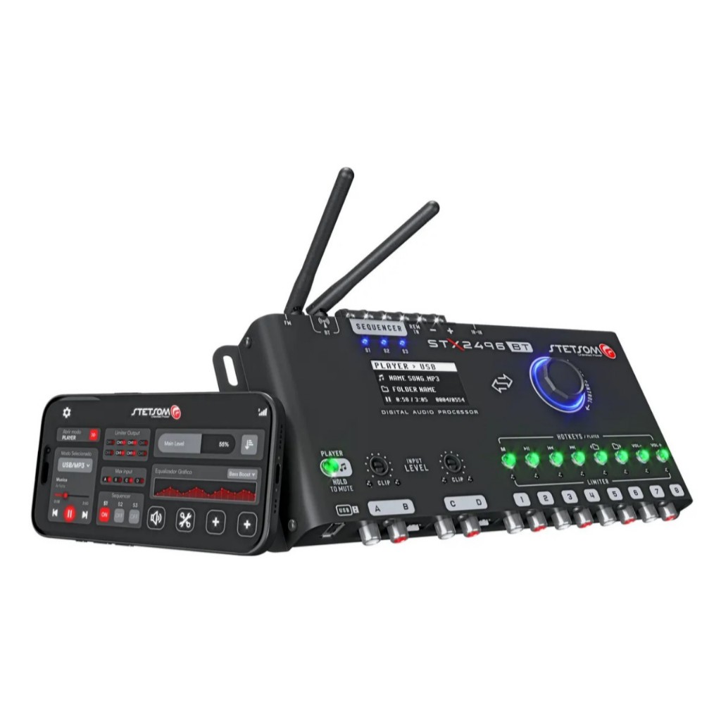 Processador de Audio Equalizador Stetsom Stx 2496Bt Radio Fm Player