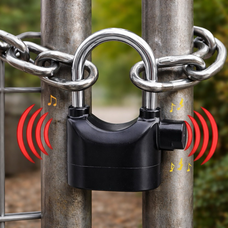 Cadeado com Alarme Sonoro 110dB para Moto Bike Portão Resistente Água