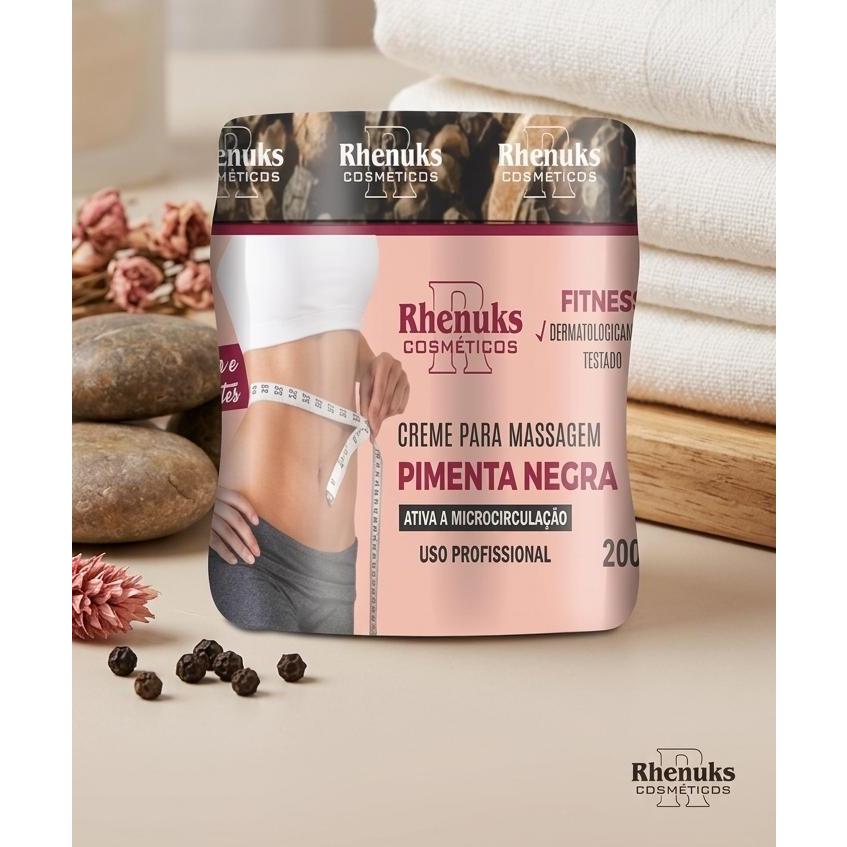 Creme Massageador Pimenta Negra 200g - Rhenuks
