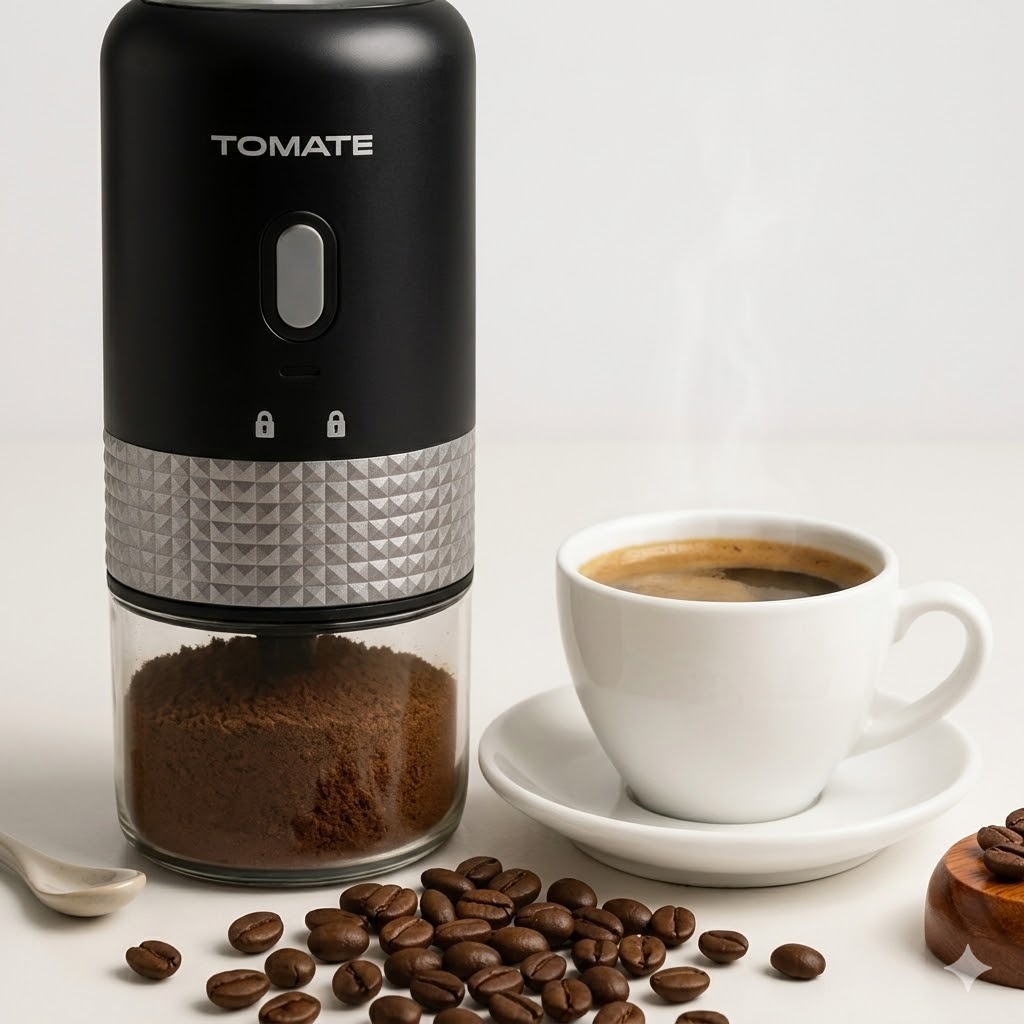 Moedor de Café Elétrico Portátil Recarregável Uso Ajustável + Mini Escova de Limpeza - OP-CA1