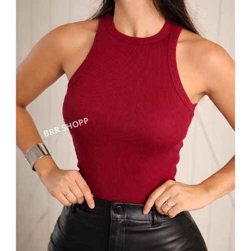 Regata Blusinha Feminina Premium Duplo Básica Elegante Blogueira Tendencia Algodão Qualide Premium