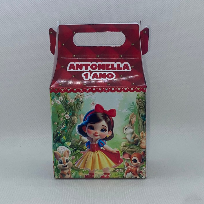 Caixinha Branca de Neve Maletinha Personalizada Nome Idade Lembrancinha Festa Infantil Aniversário