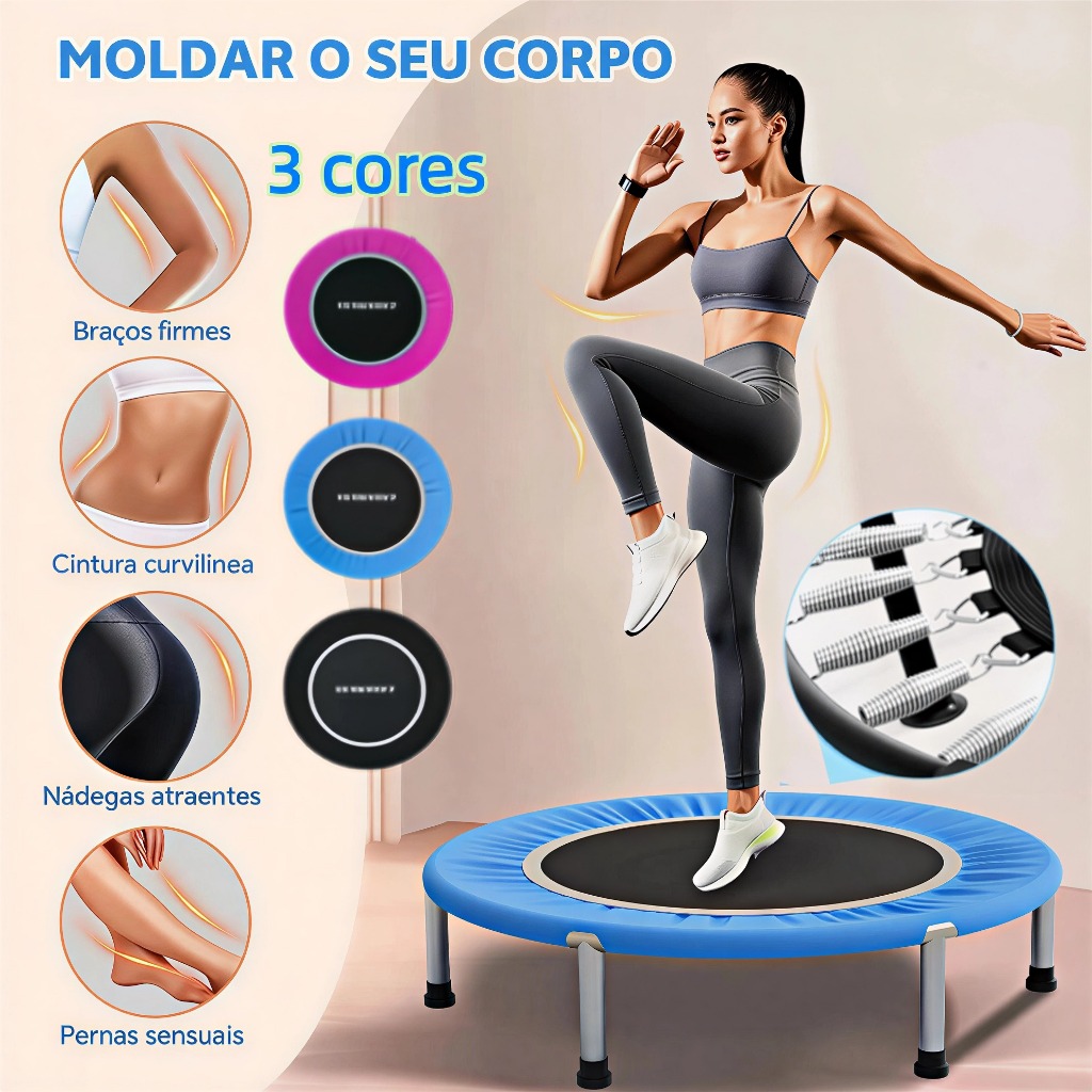 Trampolim Jump Profissional Com Capa Saia Diâmetro 1 M 200kg Mini Reforço Cama Elástica Elastica Academia