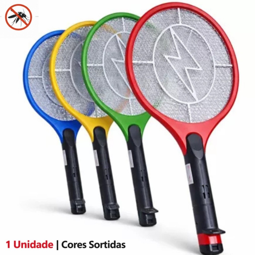 Raquete Mata Mosquito Elétrica Pernilongo Mosca - Recarregável Bivolt 1 Unidade em Oferta na Shopee