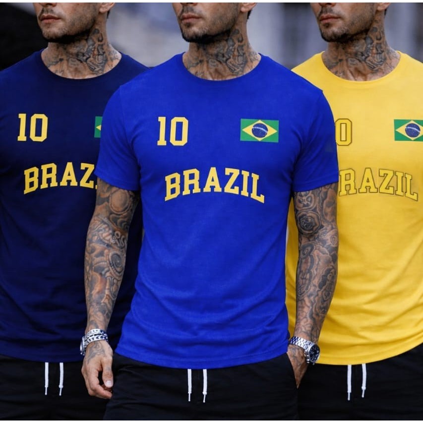 Kit de Camiseta Masculina Feminina Copa Do Mundo Brasil 2026 Camisa 10 Copa Unissex 100% Algodão