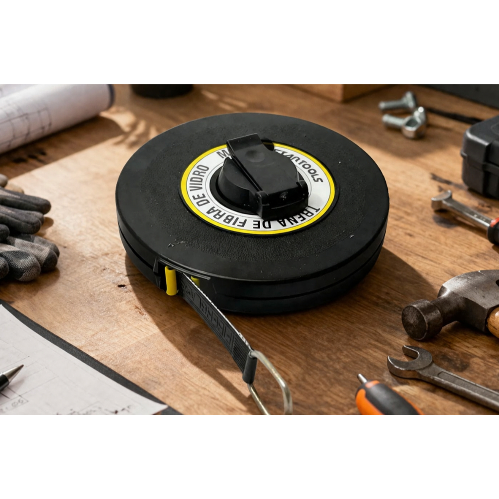 Trena Medidor Profissional 10 Metros Fibra Vidro Resistente Preto