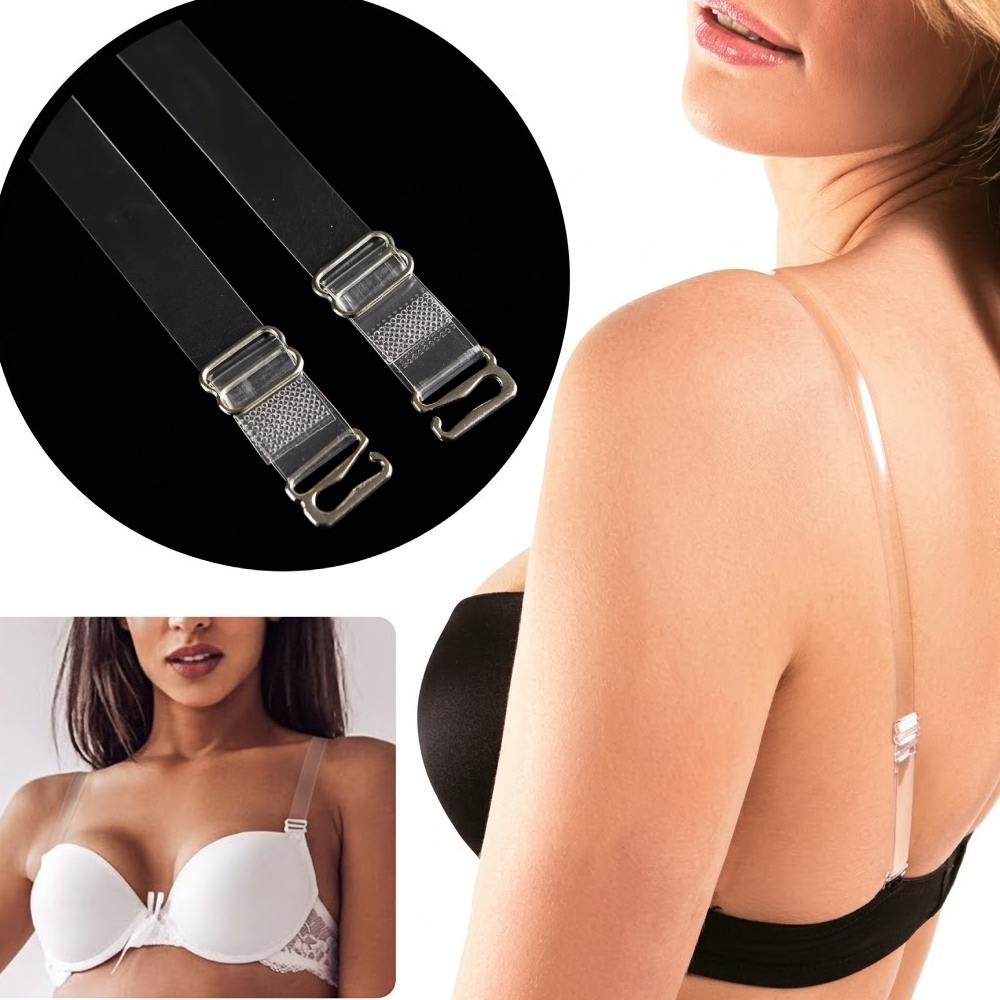 Kit Alças de Silicone Invisível Para Sutiã Transparente Antialérgica Ajustável e Confortável