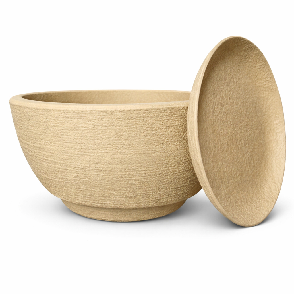 Vaso em Polietileno Bacia Mini para Planta Decorativo c Prato Coletor 26x13