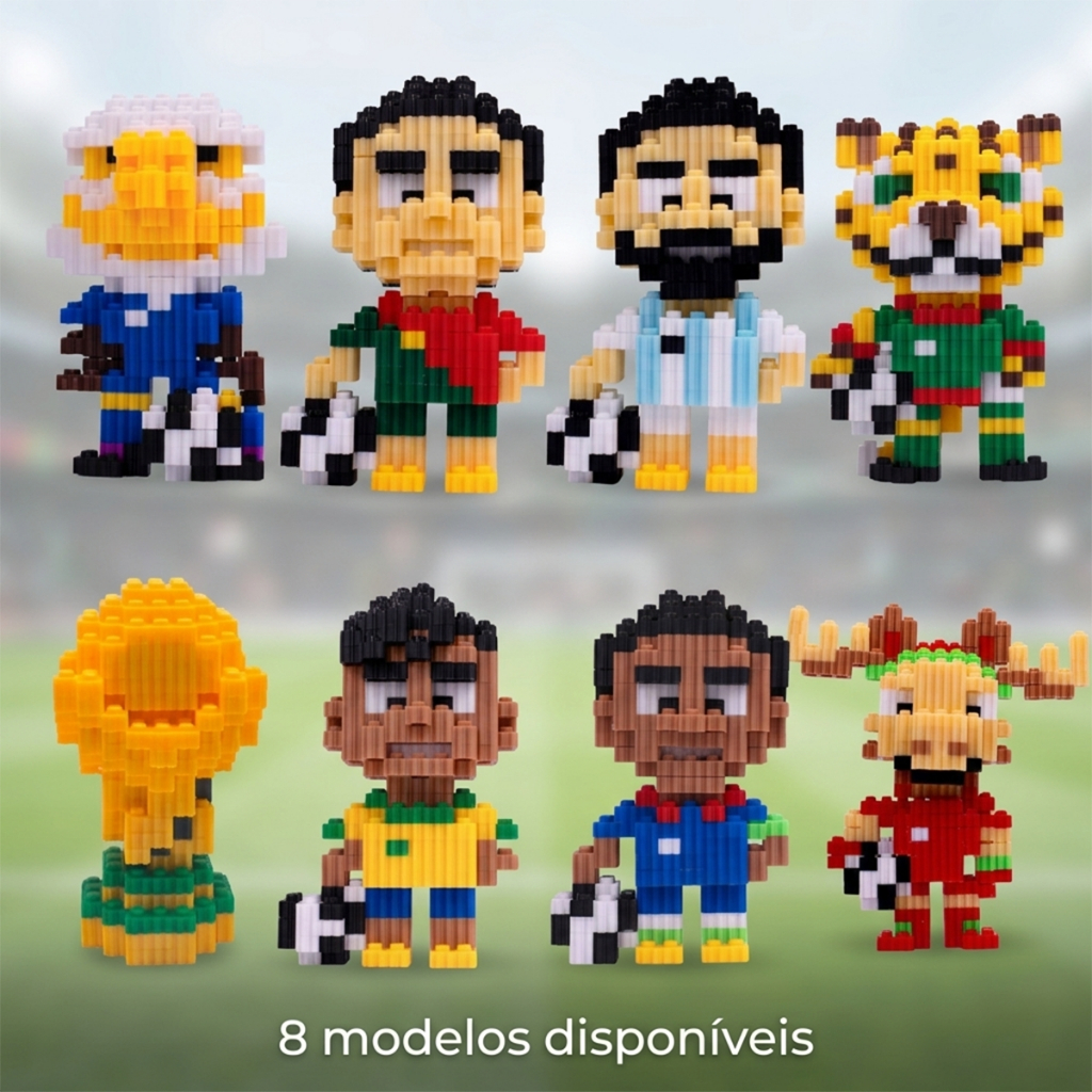 Bloco de Montar Copa do Mundo 2026 Futebol Mascotes Jogadores Troféu Colecionável Decoração Presente Fifa World Cup Taça